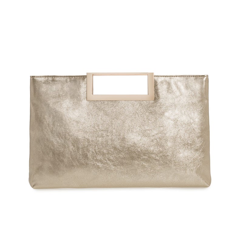 CHARMING TAILOR Fashion PU Leather Handbag Stylish Women Convertible Clutch Purse (Gold) - Image 1